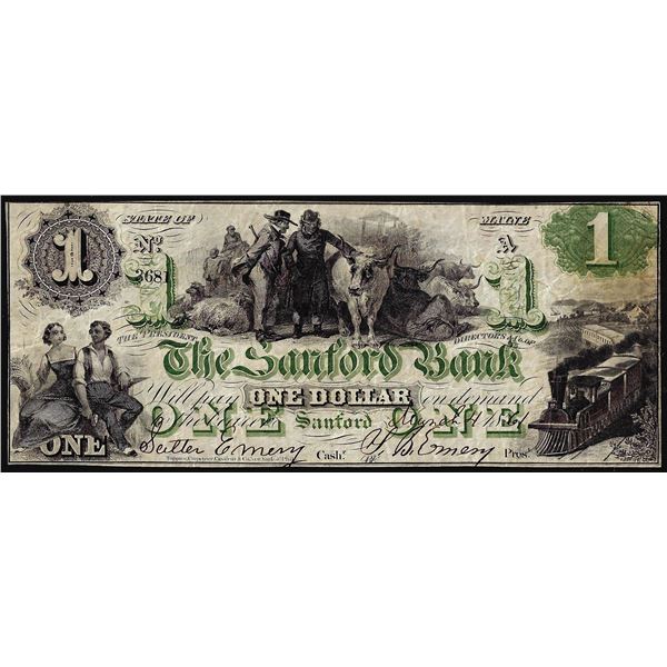 1861 $1 The Sanford Bank Sanford, ME Obsolete Banknote