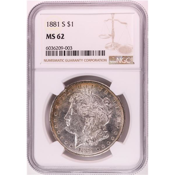 1881-S $1 Morgan Silver Dollar Coin NGC MS62 Great Toning