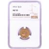 Image 1 : 1913 $2 1/2 Indian Head Quarter Eagle Gold Coin NGC AU53