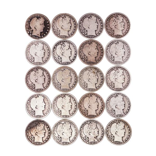 Roll of (20) Mixed Date Barber Half Dollar Coins