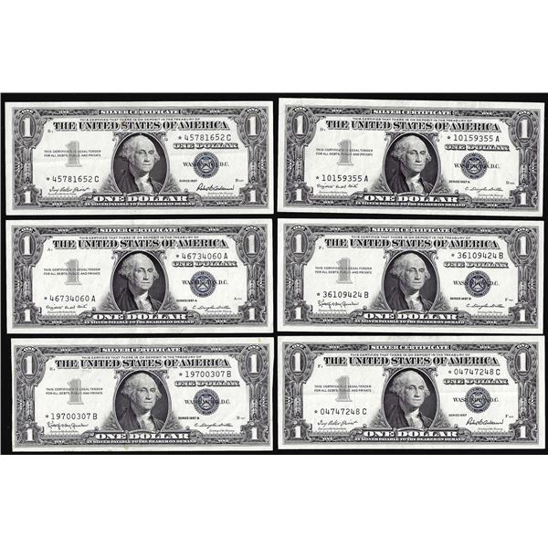 Lot of (6) 1957/A/B $1 Silver Certificate Star Notes