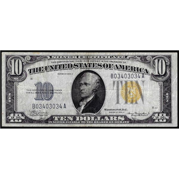 1934A $10 North Africa WWII Emergency Issue Silver Certificate Note