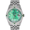 Image 3 : Rolex Men's Stainless Steel Green MOP Diamond Oyster Perpetual Datejust Wristwatch