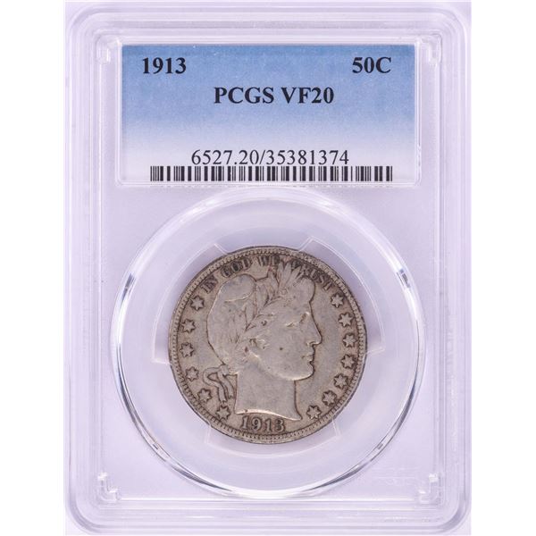 1913 Barber Half Dollar Coin PCGS VF20