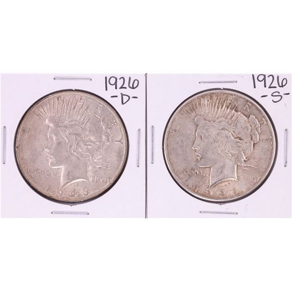 Lot of 1926-D & 1926-S $1 Peace Silver Dollar Coins
