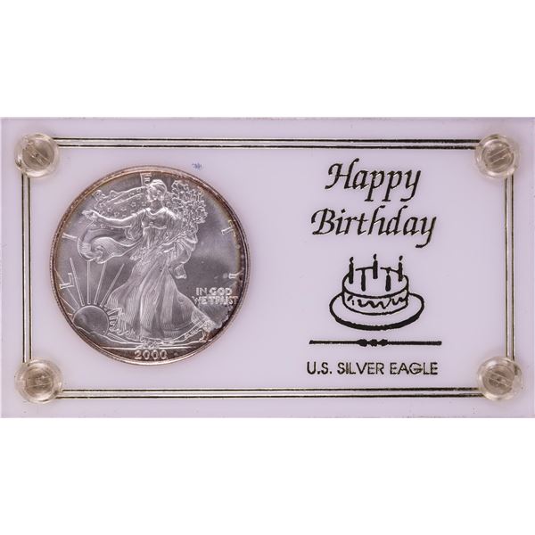2000 $1 American Silver Eagle Coin in Happy Birthday Holder