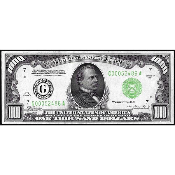1934 $1,000 Federal Reserve Note Chicago