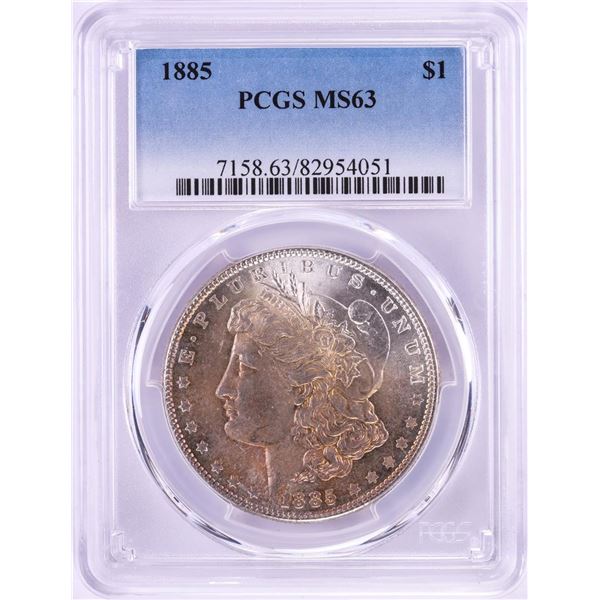 1885 $1 Morgan Silver Dollar Coin PCGS MS63 Nice Toning