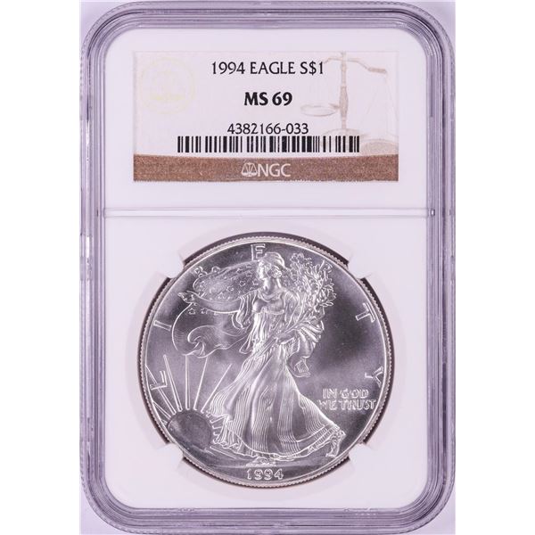 1994 $1 American Silver Eagle Coin NGC MS69