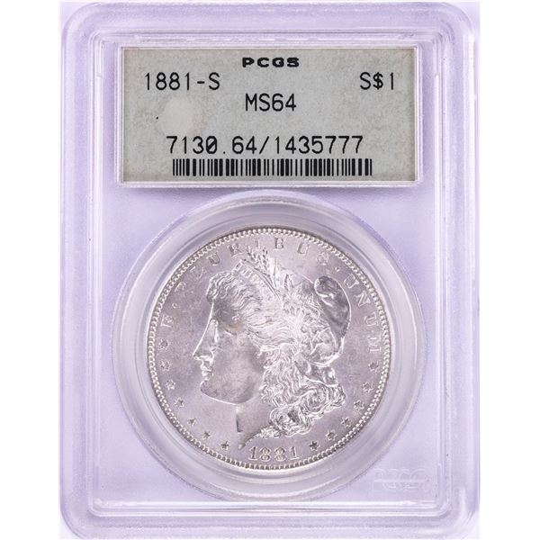 1881-S $1 Morgan Silver Dollar Coin PCGS MS64 Old Green Holder