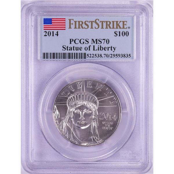 2014 $100 American Platinum Eagle Coin PCGS MS70 First Strike
