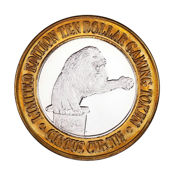 .999 Fine Silver Circus Circus Casino Reno, NV $10 Limited Edition Gaming Token