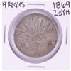 Image 1 : 1869 ZsYH Mexico 4 Reales Silver Coin