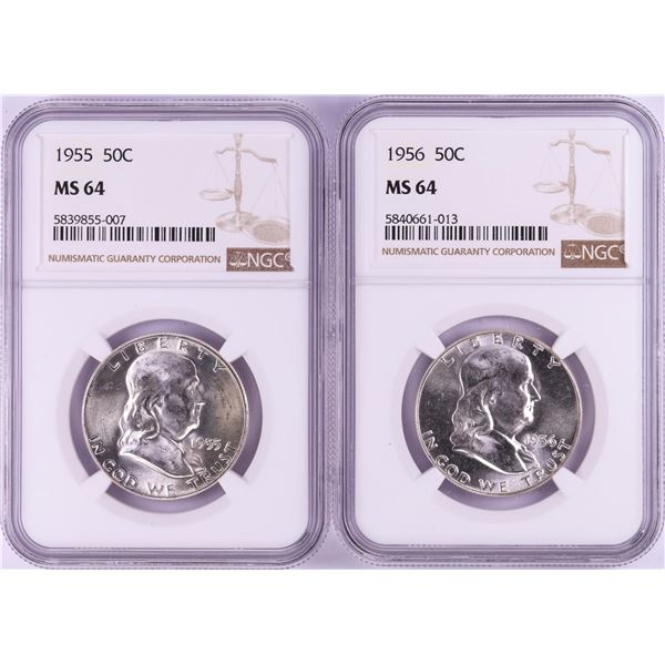 Lot of 1955-1956 Half Dollar Coins NGC MS64