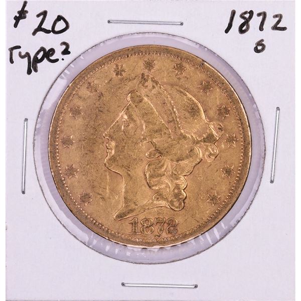 1872-S Type 2 $20 Liberty Head Double Eagle Gold Coin