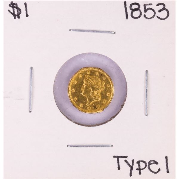 1853 Type 1 $1 Liberty Head Gold Dollar Coin - Soldered