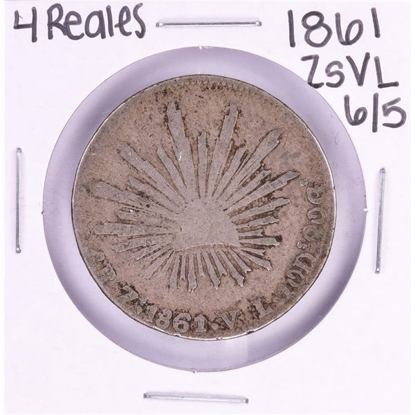 1861 ZsVL 6/5 Mexico 4 Reales Silver Coin