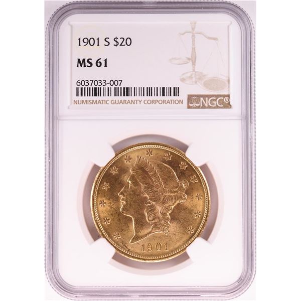 1901-S $20 Liberty Head Double Eagle Gold Coin NGC MS61
