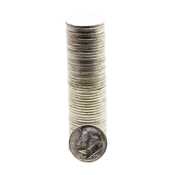 Roll of (50) Brilliant Uncirculated 1963-D Roosevelt Dime Coins