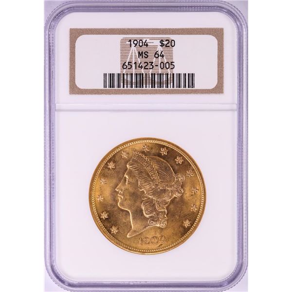 1904 $20 Liberty Head Double Eagle Gold Coin NGC MS64