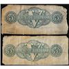 Image 2 : Lot of (2) 1863 $5 The State of Louisiana Baton Rouge, LA Obsolete Banknotes