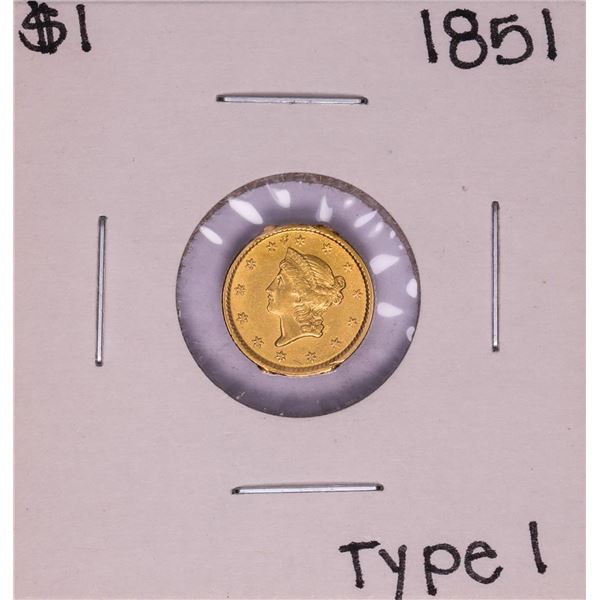 1851 Type 1 $1 Liberty Head Gold Dollar Coin - Soldered