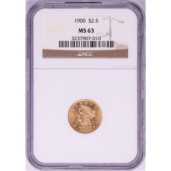 1900 $2 1/2 Liberty Head Quarter Eagle Gold Coin NGC MS63