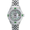 Image 2 : Rolex Ladies Stainless Steel Mother of Pearl Emerald & Diamond Datejust Wristwatch