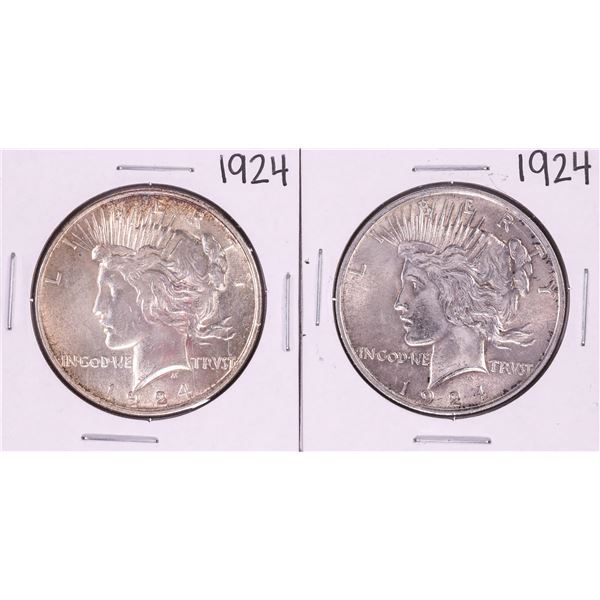 Lot of (2) 1924 $1 Peace Silver Dollar Coins