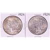 Image 1 : Lot of (2) 1924 $1 Peace Silver Dollar Coins
