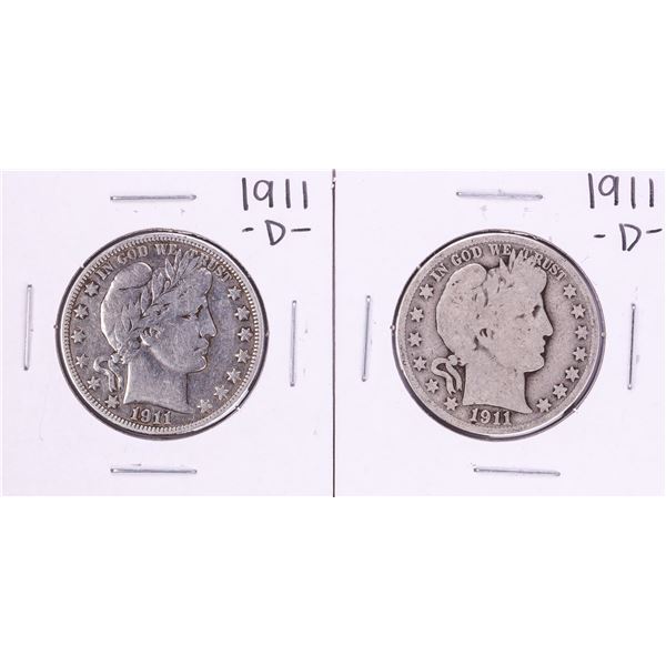 Lot of (2) 1911-D Barber Half Dollar Coins