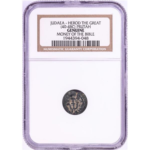 40-4 BC Judaea Herod The Great Prutah Ancient Coin NGC Genuine