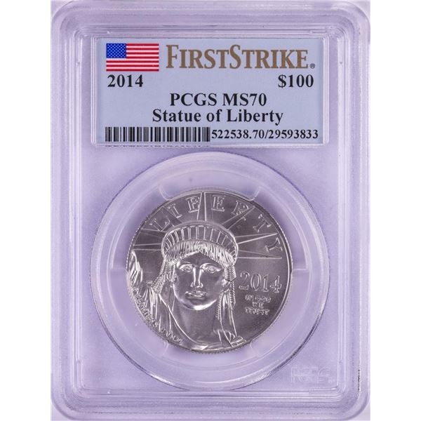 2014 $100 American Platinum Eagle Coin PCGS MS70 First Strike