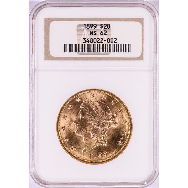 1899 $20 Liberty Head Double Eagle Gold Coin NGC MS62