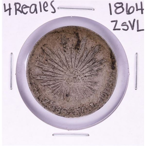 1864 ZsVL Mexico 4 Reales Silver Coin