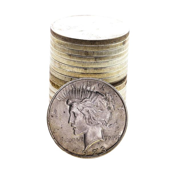 Roll of (20) Brilliant Uncirculated 1923 $1 Peace Silver Dollar Coins