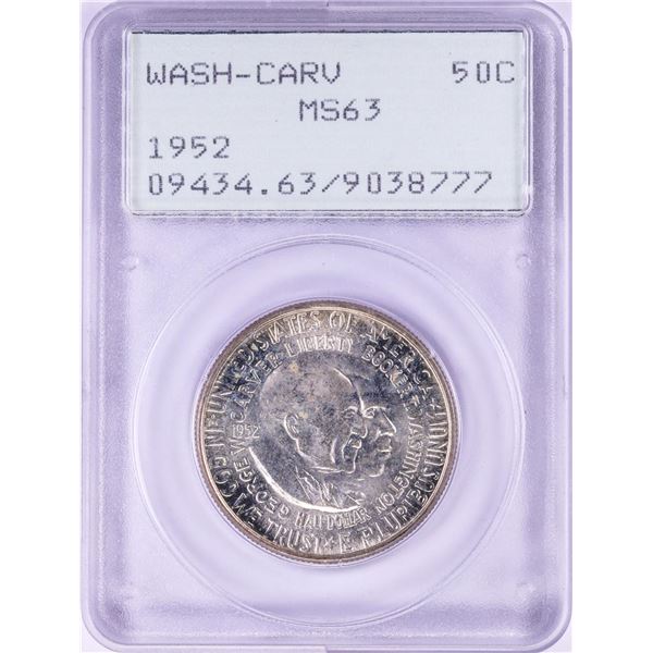 1952 Washington-Carver Commemorative Half Dollar Coin PCGS MS63 Old Green Rattler