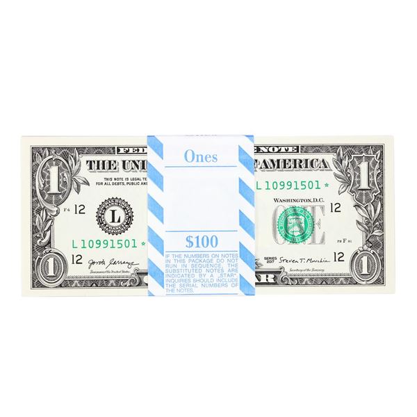 Pack of (100) Consecutive 2017 $1 Federal Reserve STAR Notes San Francisco