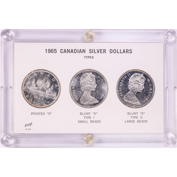 Lot of (3) 1965 Canadian Silver Dollar Coins