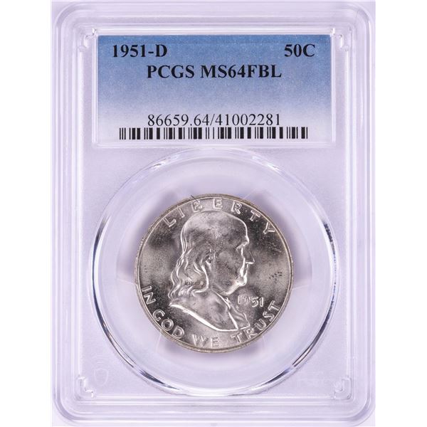 1951-D Franklin Half Dollar Coin PCGS MS64FBL