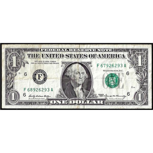 1969 $1 Federal Reserve Note Mismatch Serial Number Error