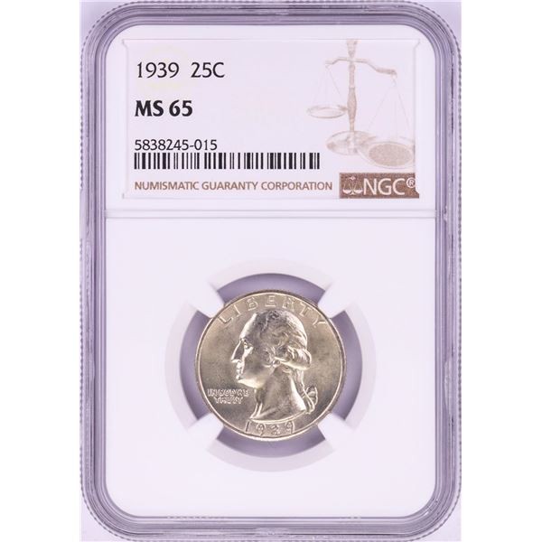 1939 Washington Quarter Coin NGC MS65