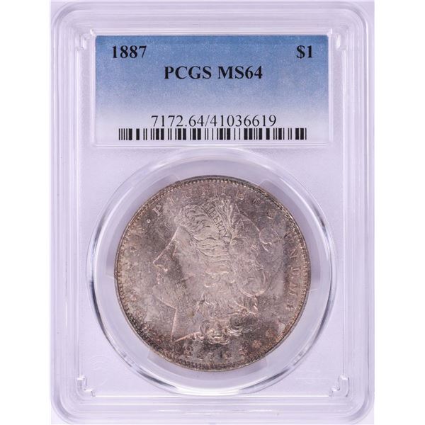 1887 $1 Morgan Silver Dollar Coin PCGS MS64 Nice Toning