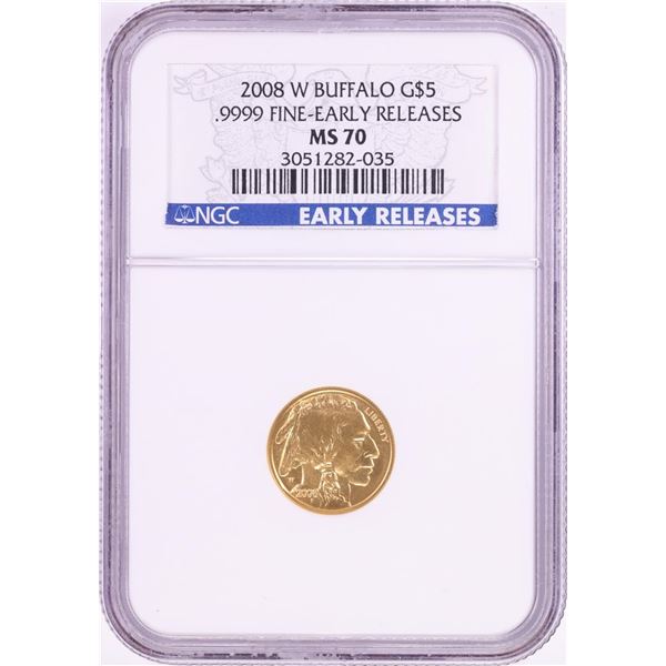 2008-W $5 American Buffalo Gold Coin NGC MS70 Early Releases