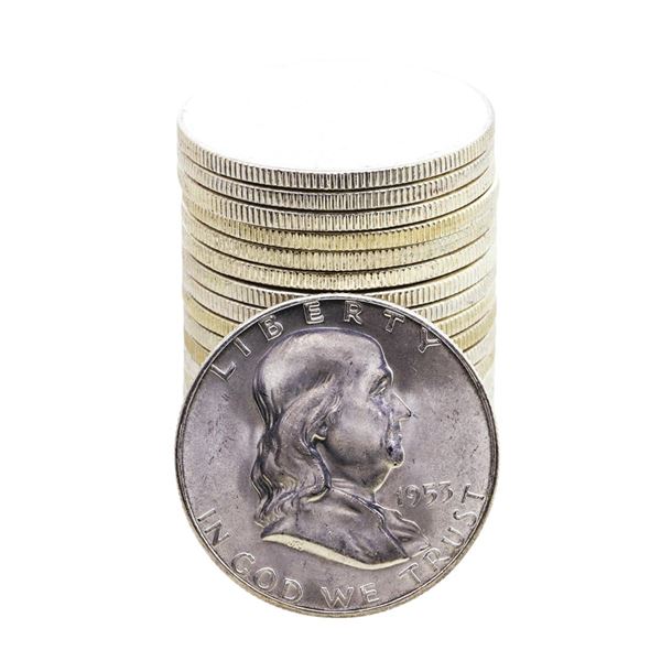 Roll of (20) Brilliant Uncirculated 1953-S Franklin Half Dollar Coins