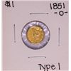 Image 1 : 1851-O Type 1 $1 Liberty Head Gold Dollar Coin - Soldered