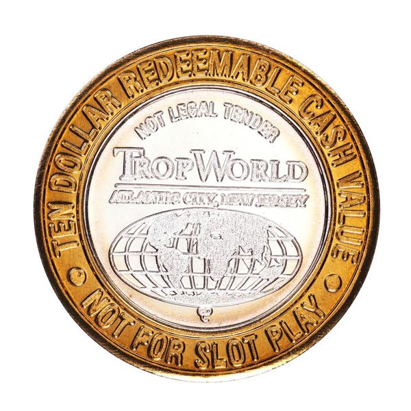 .999 Silver TropWorld Atlantic City, NJ $10 Casino Limited Edition Gaming Token