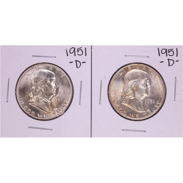Lot of (2) 1951-D Franklin Half Dollar Coins
