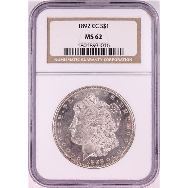 1892-CC $1 Morgan Silver Dollar Coin NGC MS62