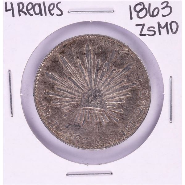 1863 ZsMO Mexico 4 Reales Silver Coin